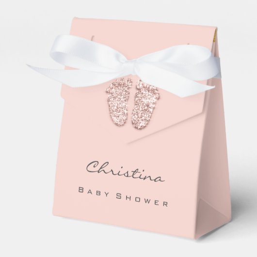 Drijfwiet baby shower Glitter Roos Roze Bedankdoosjes (Voorkant Zijde)