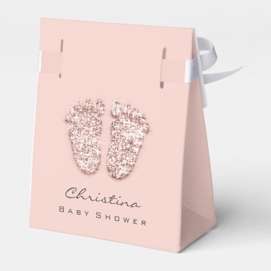 Drijfwiet baby shower Glitter Roos Roze Bedankdoosjes (Achterkant)