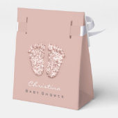 Drijfwiet van baby shower Glitter Roos Blush Bedankdoosjes (Achterkant)