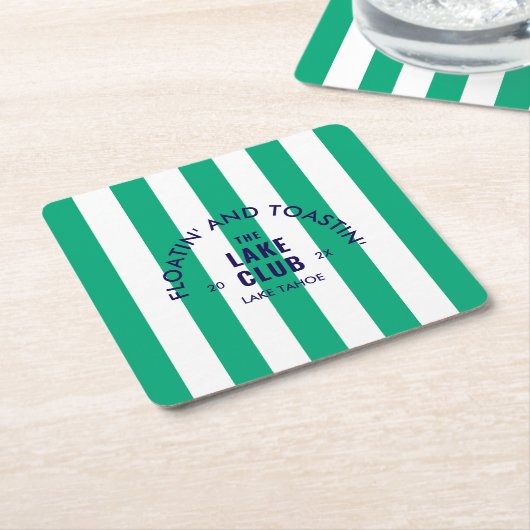 Drijven en toasten The Lake Club GreenStripe Kartonnen Onderzetters (Schuin)