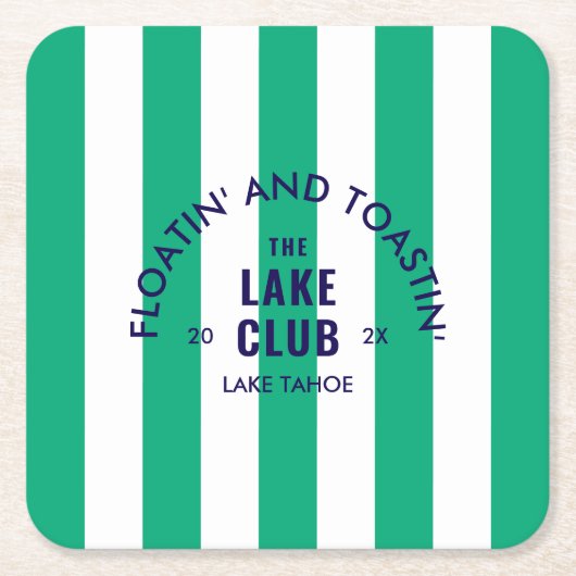 Drijven en toasten The Lake Club GreenStripe Kartonnen Onderzetters (Voorkant)