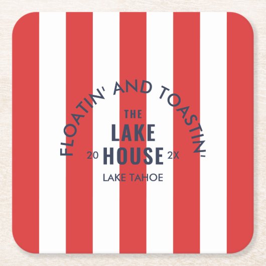 Drijven en toasten The Lake House Red Stripe Kartonnen Onderzetters (Voorkant)