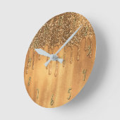 Drijven in gouden honingglitter dripmeisjes ronde klok (Hoek)