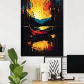 Drijven in Vuur – Expressionistische Abstracte Boo Poster (Thuiskantoor)