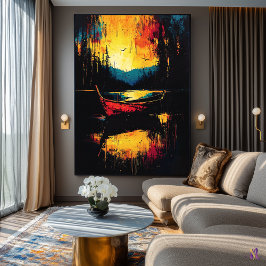 Drijven in Vuur – Expressionistische Abstracte Boo Poster