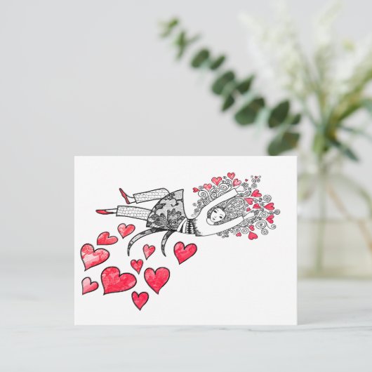 Drijven op liefde briefkaart (Staand voorkant)