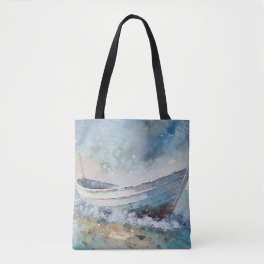 Drijven op Zee Lone Zeilboot Tote Bag (Voorkant)