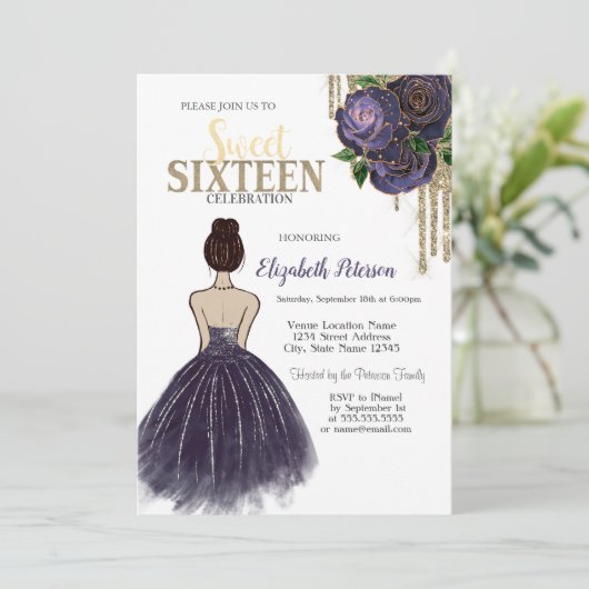 Drijven, Paars, Rozen zoet 16 Kaart (Staand voorkant)