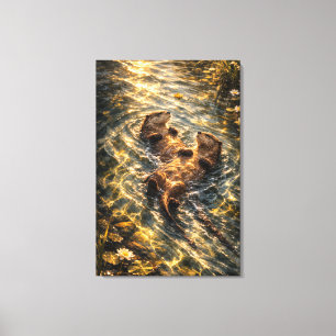 Drijven Samen   Otter Kunst   Uitgerekte Canvas Afdruk
