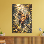 Drijven Samen | Otter Kunst | Uitgerekte Canvas Afdruk (Insitu (Woonkamer))