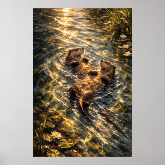 Drijven Samen | Rivierotter Kunst | Poster (Voorkant)