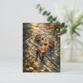 Drijven Samen | Rivierotter Kunst | Postkaart (Staand voorkant)