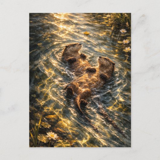 Drijven Samen | Rivierotter Kunst | Postkaart (Voorkant)
