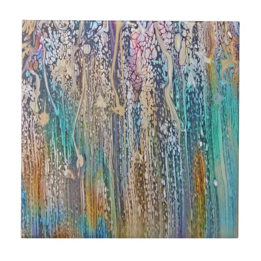 Drijven van Blauwgroen en beige Tegeltje (Voorkant)