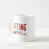 Drijven wordt nooit moe koffiemok (Voorkant links)