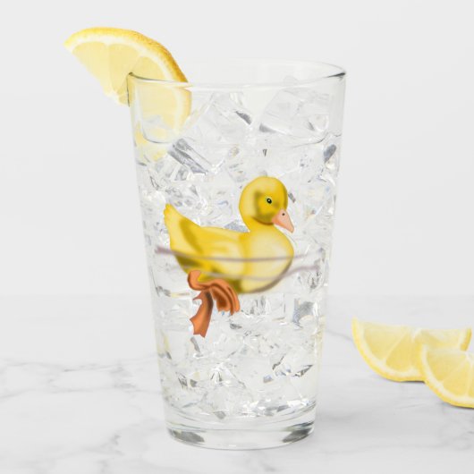 Drijvend geel eendenglas glas (Voorkant ijs)