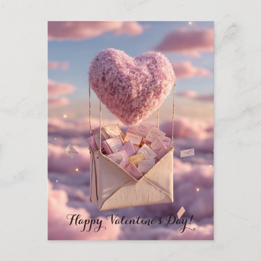 Drijvend Hart van Liefdesbrieven Ontwerp Postkaart (Voorkant)