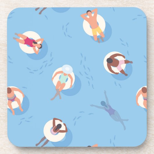 Drijvend in het Lazy River Pattern Bier Onderzetter (Voorkant)