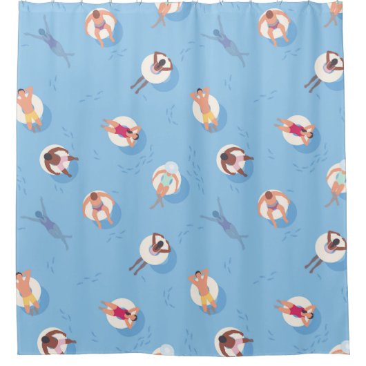 Drijvend in het Lazy River Pattern Douchegordijn (Voorkant)