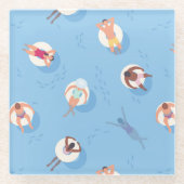 Drijvend in het Lazy River Pattern Glazen Onderzetter (Voorkant)