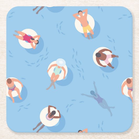 Drijvend in het Lazy River Pattern Kartonnen Onderzetters (Voorkant)