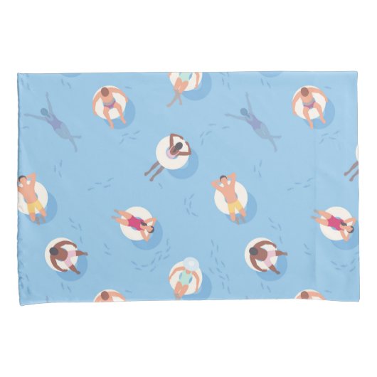 Drijvend in het Lazy River Pattern Kussensloop (Voorkant-Rechts)