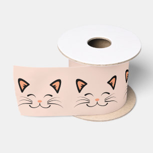 Drijvend Kitten Kat Gezicht Patroon Satijnen Lint
