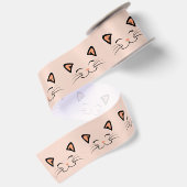 Drijvend Kitten Kat Gezicht Patroon  Satijnen Lint (Achterkant)