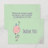 Drijvend konijn met een ballon dank u bedankkaart (Voorkant / Achterkant)