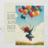 Drijvend meisje met ballonnen kaart (Voorkant / Achterkant)