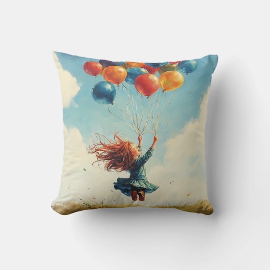 Drijvend meisje met ballonnen kussen (Voorkant)