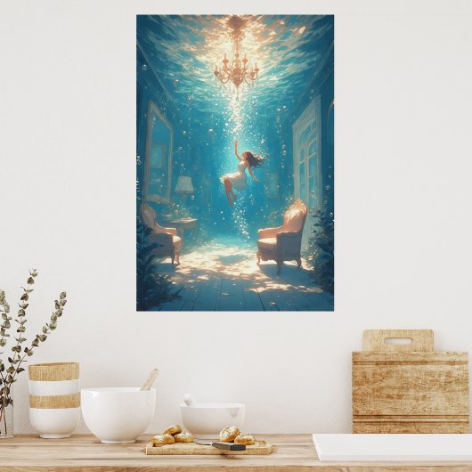 drijvend meisje poster (Keuken)