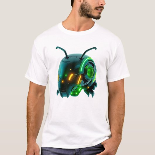 Drijvend Neon Robotic Caterpillar Gezicht T-shirt (Voorkant)