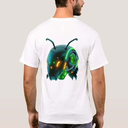 Drijvend Neon Robotic Caterpillar Gezicht T-shirt (Achterkant)