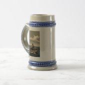 Drijvend rechterhand blauwe stein bierpul (Voorkant links)