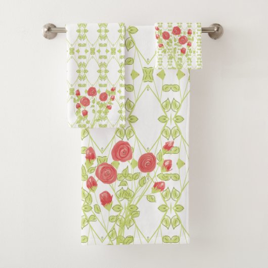 Drijvend Roos gepatterd Bad Handdoek (Insitu)