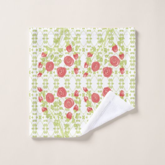Drijvend Roos gepatterd Bad Handdoek (Wasdoekje)