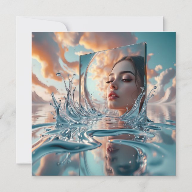 Drijvend spiegelpaneel stijgt op uit een rustig ze (Voorkant)