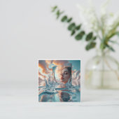 Drijvend spiegelpaneel stijgt op uit een rustig ze informatiekaartje (Staand voorkant)