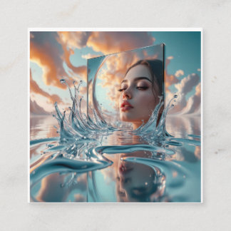 Drijvend spiegelpaneel stijgt op uit een rustig ze informatiekaartje