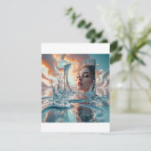 Drijvend spiegelpaneel stijgt op uit een rustig ze RSVP kaartje (Staand voorkant)