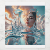 Drijvend spiegelpaneel stijgt op uit een rustig ze wijn etiket (Enkel label)