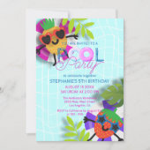 Drijvende Ananas en Aardbei Pool Party Kaart (Voorkant)