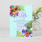 Drijvende Ananas en Aardbei Pool Party Kaart (Staand voorkant)