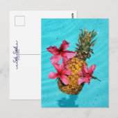Drijvende ananas en Hibiscus Briefkaart (Voorkant / Achterkant)