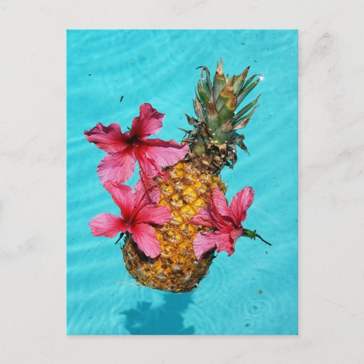 Drijvende ananas en Hibiscus Briefkaart (Voorkant)