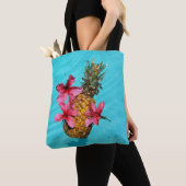 Drijvende ananas en Hibiscus Tote Bag (Dichtbij)