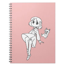 Drijvende anime meisje en kat