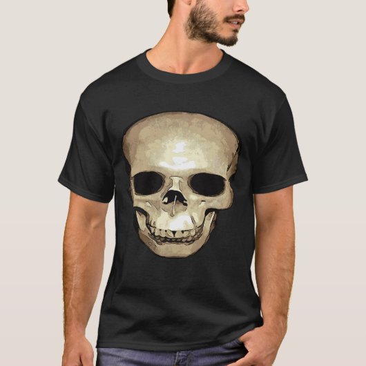 Drijvende Antiek menselijke cranium vector T-shirt (Voorkant)