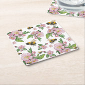 Drijvende appelboomgaard met bijen waterverf trekh kartonnen onderzetters (Schuin)